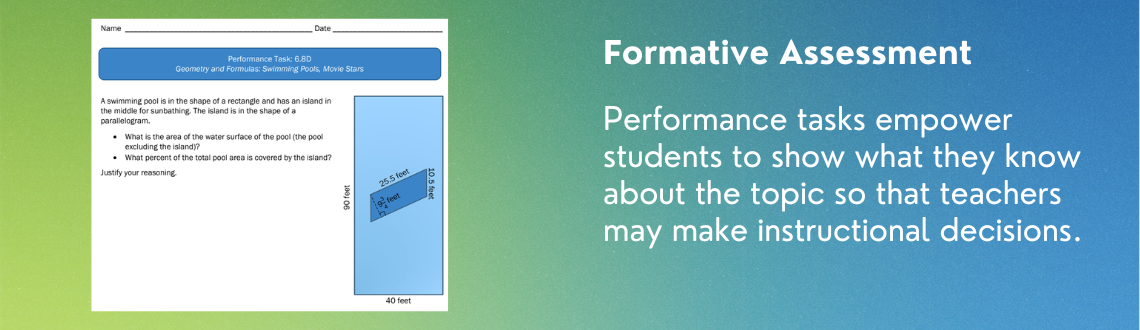 Formative Assessment Performance tasks empower students to show what they know about the topic so that teachers may make instructional decisions.